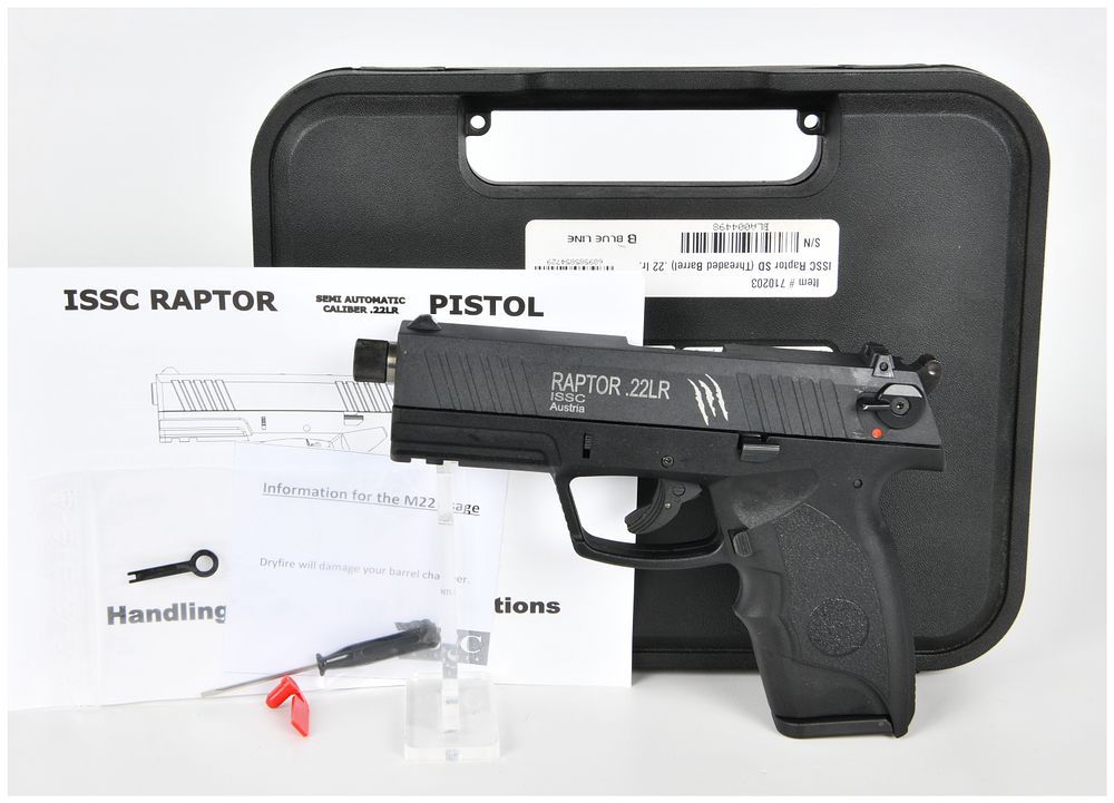 Lot 228: ISSC Austria RAPTOR SD .22LR Semi-Automatic Pistol with Threaded Barrel, Modern