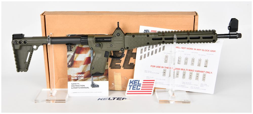 Lot 231: Kel-Tec SUB-2000 9MM Semi-Automatic Folding Carbine Rifle, OD Green, Modern Production