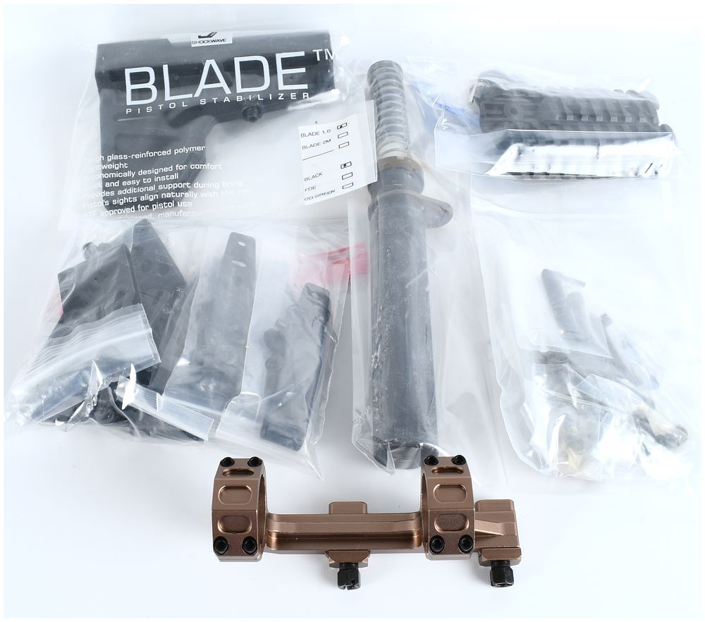 Lot 242: SHOCKWAVE BLADE 2M Pistol Stabilizer and Modern Tactical Accessory Lot