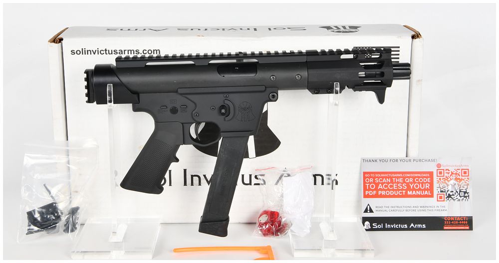 Lot 255: Sol Invictus Arms TAC-9 9MM Pistol Assembly with Original Box Modern