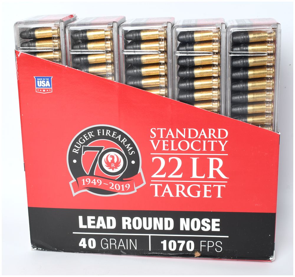 Lot 256: CCI Ruger 70th Anniversary Commemorative .22 LR Standard Velocity Ammunition, 2019
