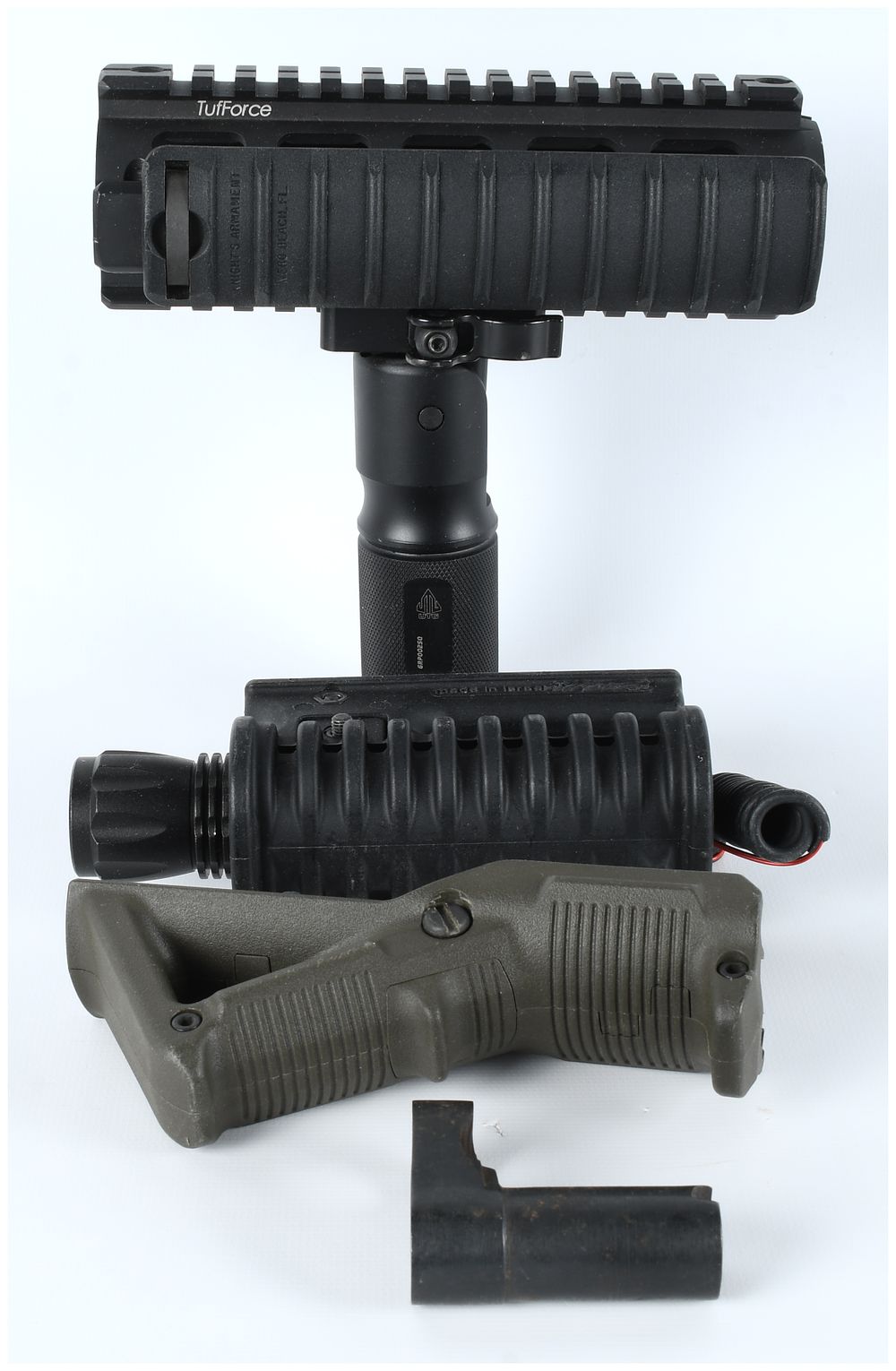 Lot 257: Mixed Lot of Four Tactical Firearm Accessories Including Knight's Armament and Israeli Foregrips