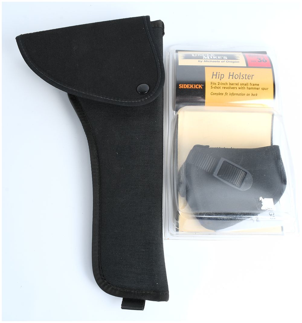 Lot 265: Uncle Mike's Sidekick Holster Lot (2): New Old Stock Size 36 and Used Nylon Holster, c. 1990s