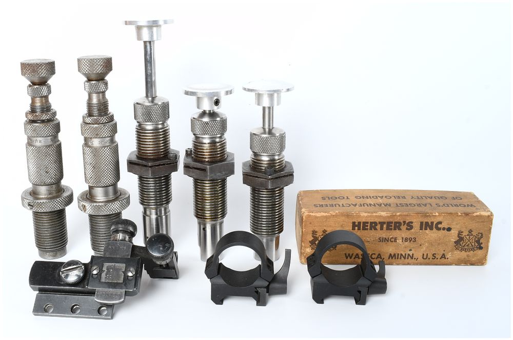 Lot 272: Vintage RCBS, Redfield, and Herter's Firearms Reloading and Sighting Accessory Collection, mid-20th century
