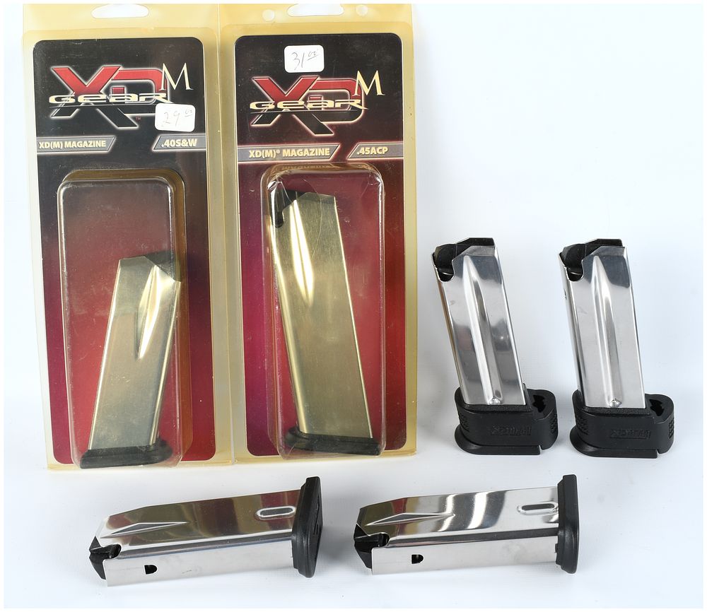 Lot 296: Springfield Armory XD(M) Pistol Magazine Lot Six Total .40 S&W and .45 ACP Calibers