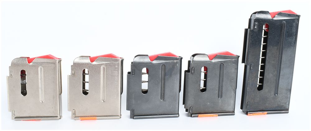 Lot 298: Five Savage Arms 93 Series .22 WMR and .17 HMR Magazines