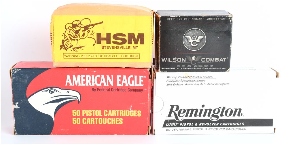 Lot 304: 170 Rounds Assorted Handgun Ammunition, .40 S&W and .45 ACP +P, Various Makers, Late 20th/Early 21st Century