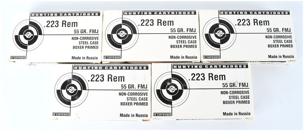 Lot 370: TulAmmo Russian .223 Remington 55 GR FMJ Steel Case Ammunition Lot, Contemporary Production