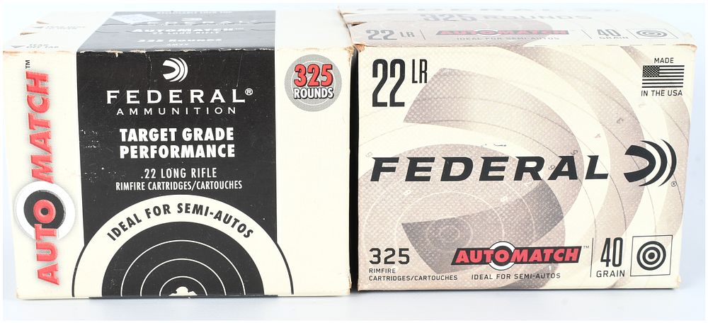 Lot 424: FEDERAL AMMUNITION AUTOMATCH .22 LR 40 Grain Target Ammunition Bulk Lot, Modern Production