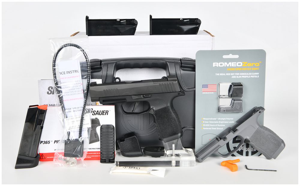 Lot 426: SIG SAUER P365 XL 9mm Semi-Automatic Pistol with ROMEOZero Optic and Gray Grip Module, 2021