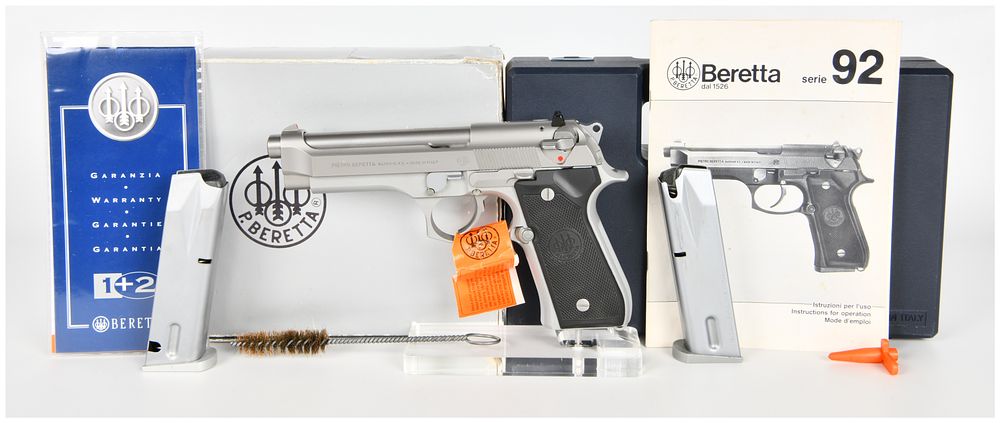 Lot 462: Beretta Model 92FS Inox Semi-Automatic Pistol, 9mm Parabellum, Italian Manufacture, 2006