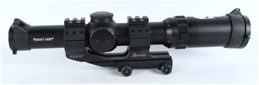 Lot 515: Primary Arms 1-4x24mm Low Power Variable Optic Rifle Scope with Burris P.E.P.R. Mount