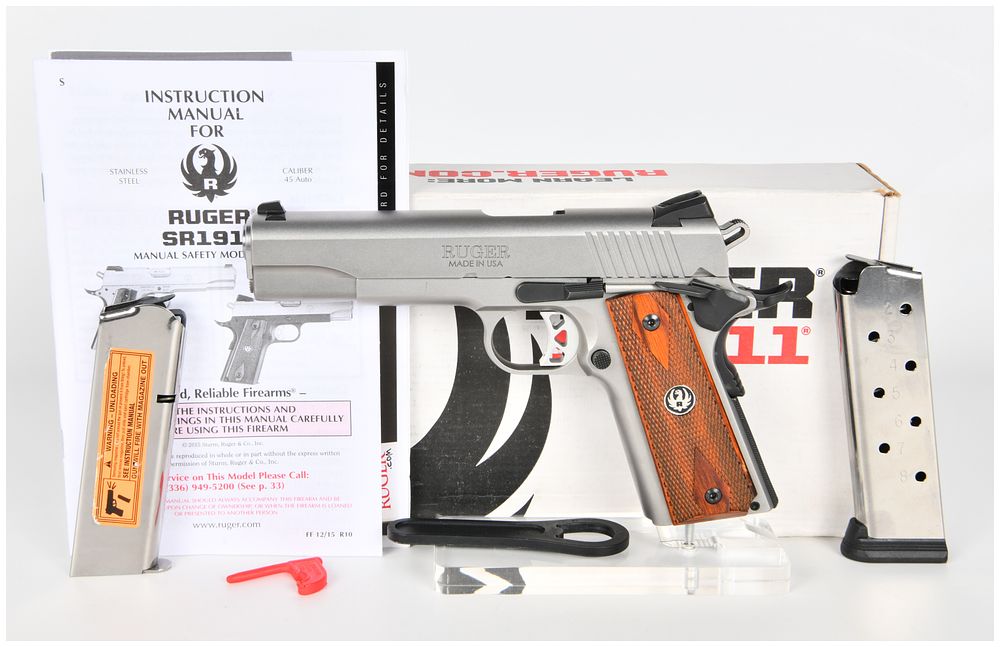 Lot 516: Ruger SR1911 Semi-Automatic Pistol, .45 Auto, Stainless Steel, Circa 2015