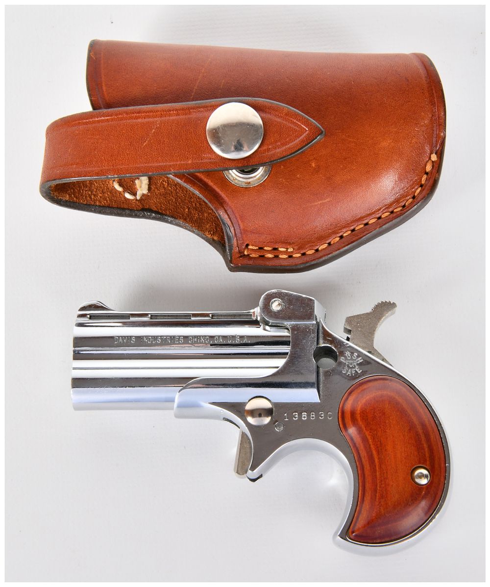 Lot 528: Davis Industries DM-22 .22 Magnum Derringer Pistol with Bucheimer Holster, Late 20th Century