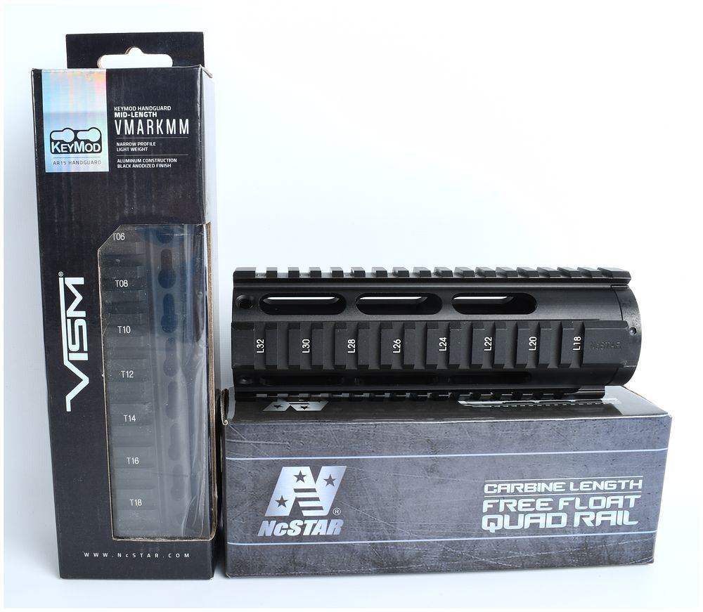 Lot 545: NcSTAR/VISM Lot of AR-15 Tactical Handguards and Accessories, Modern Production