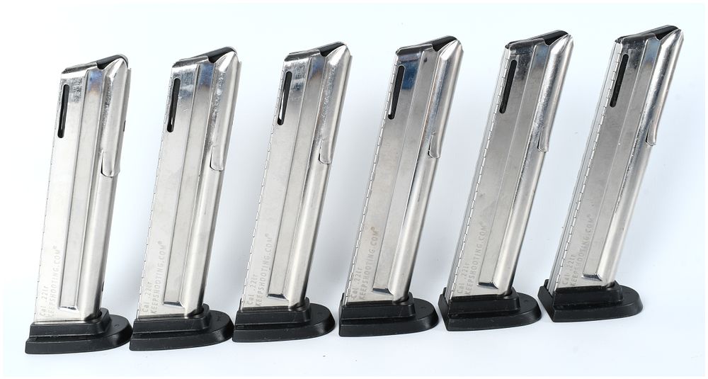 Lot 572: KEEPSHOOTING.COM® Aftermarket .22lr Pistol Magazines for Springfield XD Platform, Lot of Six, Contemporary