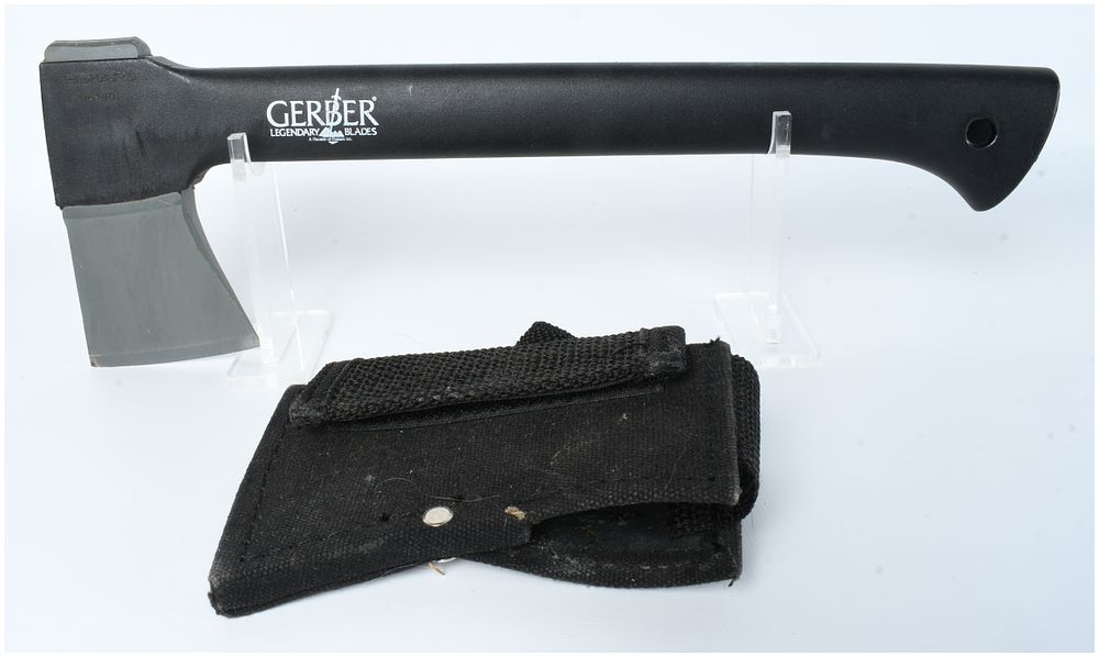 Lot 593: Gerber Back Paxe II Hatchet with Sheath
