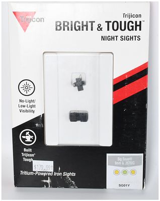 Two Trijicon Bright & Tough Night Sights Model SG01Y. Two Trijicon Bright & Tough night sights 