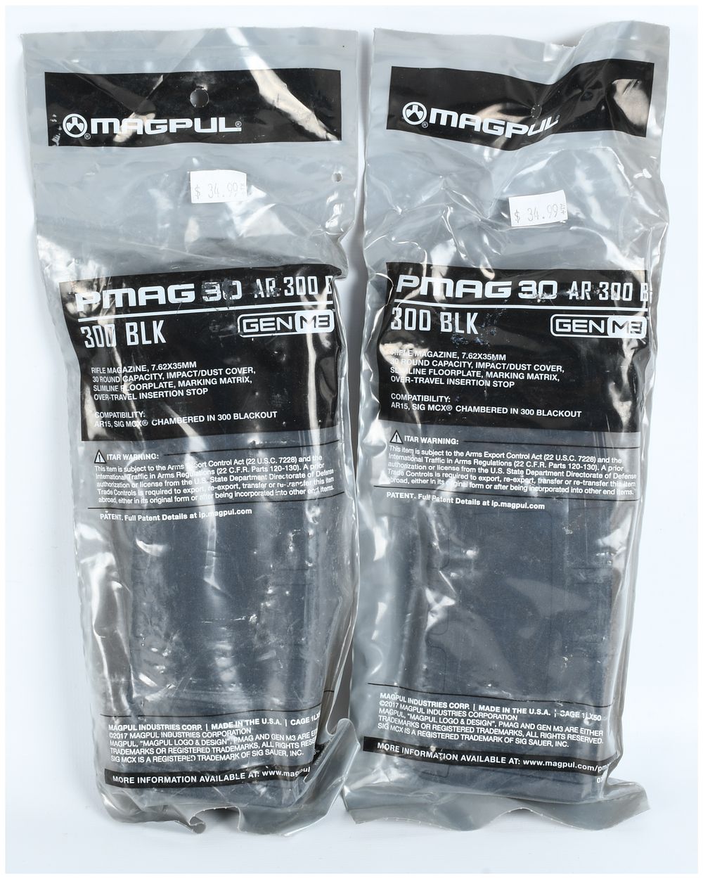 Lot 1066: A Pair of Magpul PMAG 30 AR 300 B GEN M3 Rifle Magazines