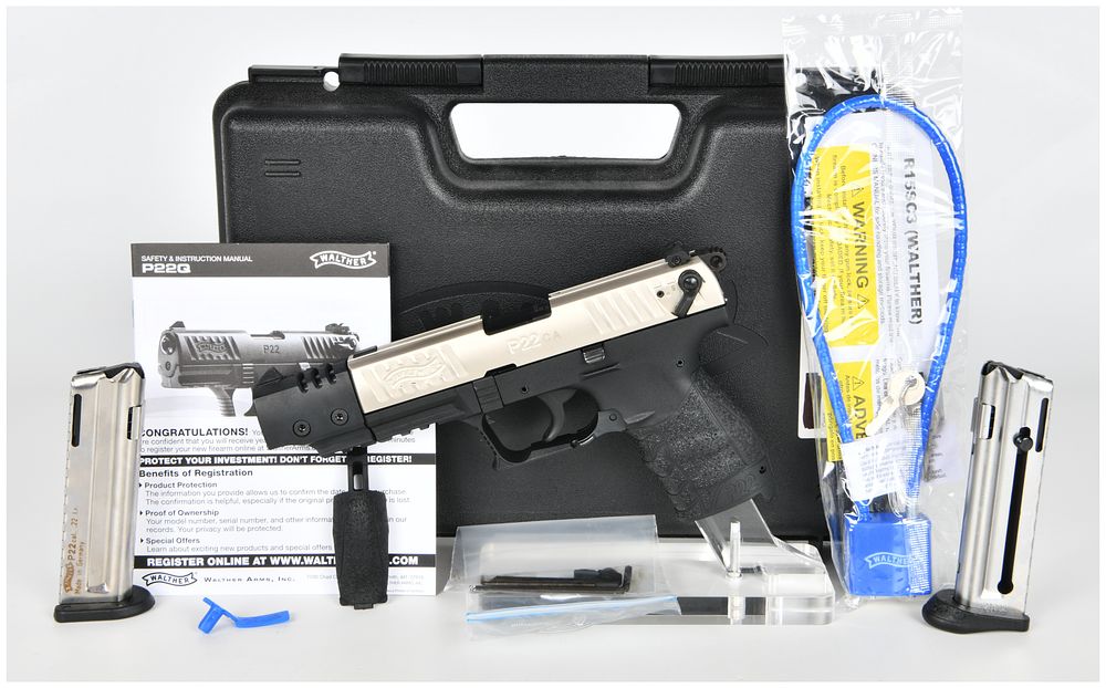 Lot 1083: Walther P22 CA Target Semi-Automatic Pistol, .22 L.R., Two-Tone Finish, Brand New, Circa 2021