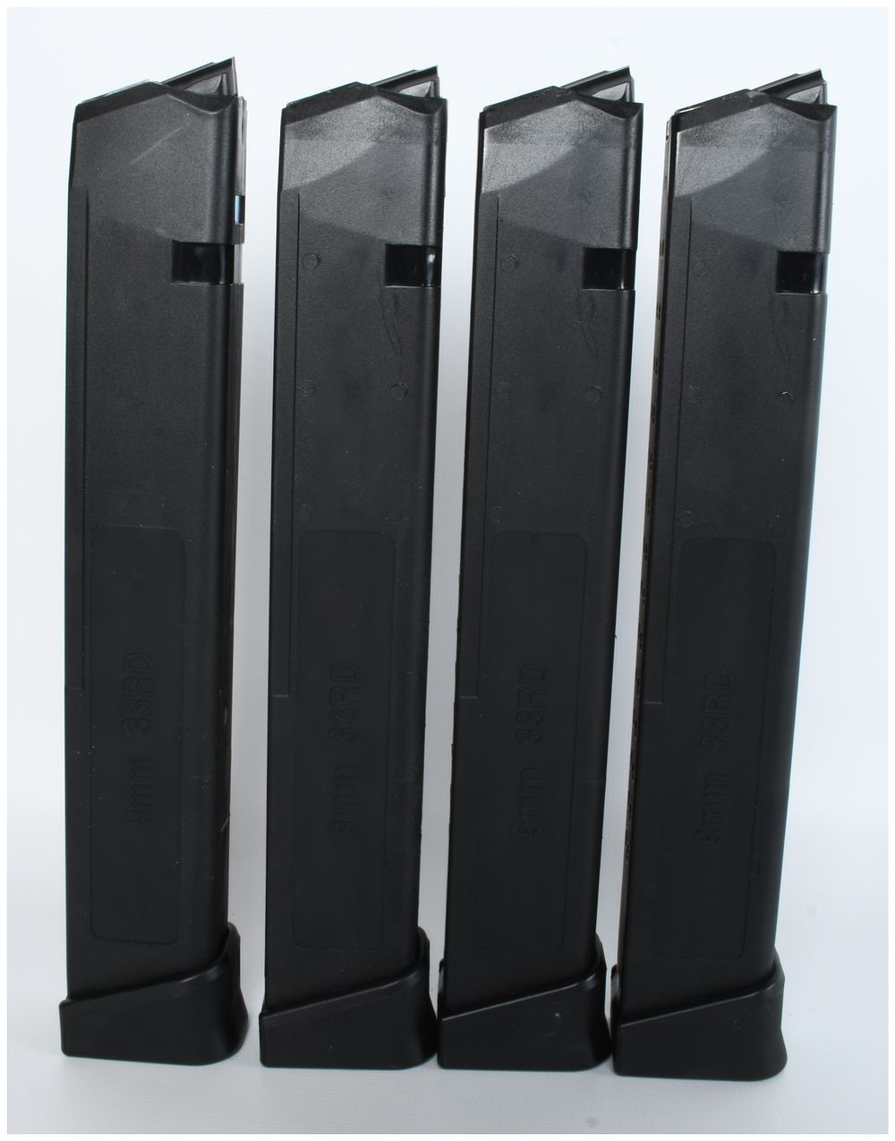 Lot 1112: Four 33 Round 9mm Luger Magazines for Glock 17/34