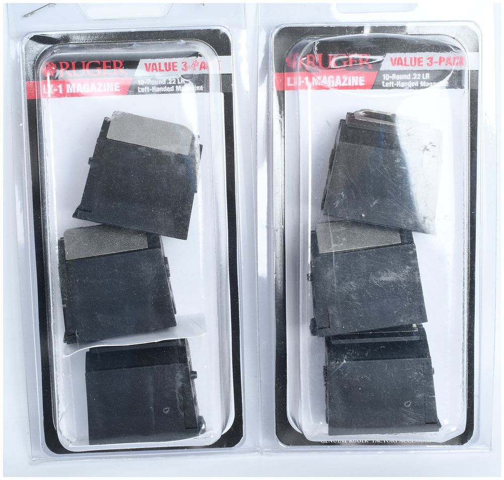 Lot 1156: Two Ruger LX-1 10-Round .22 LR Rotary Magazine Value 3-Packs, Total of 6 Magazines