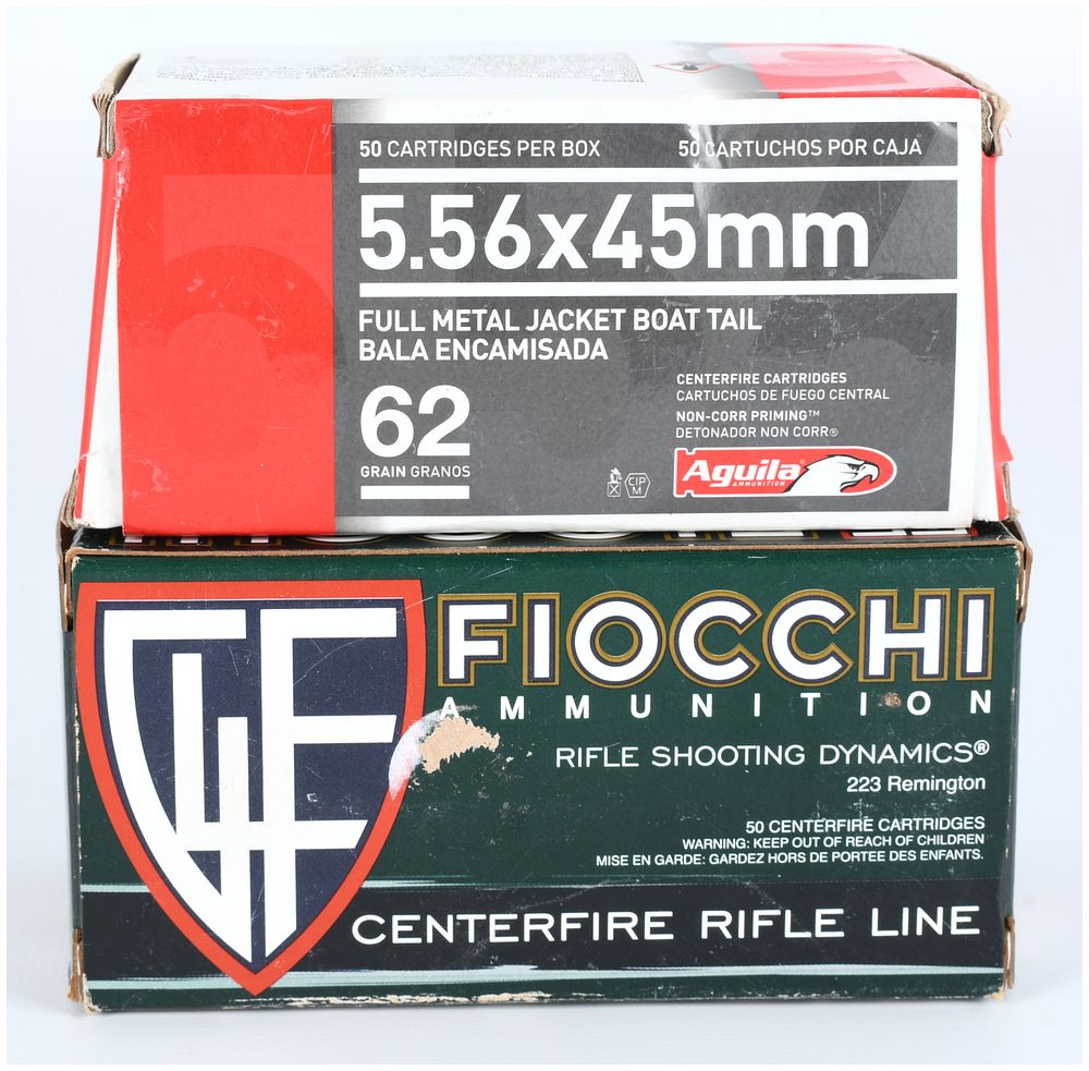 Lot 1165: Aguila and Fiocchi Centerfire Rifle Ammunition, 100 Rounds Total, c. 2021