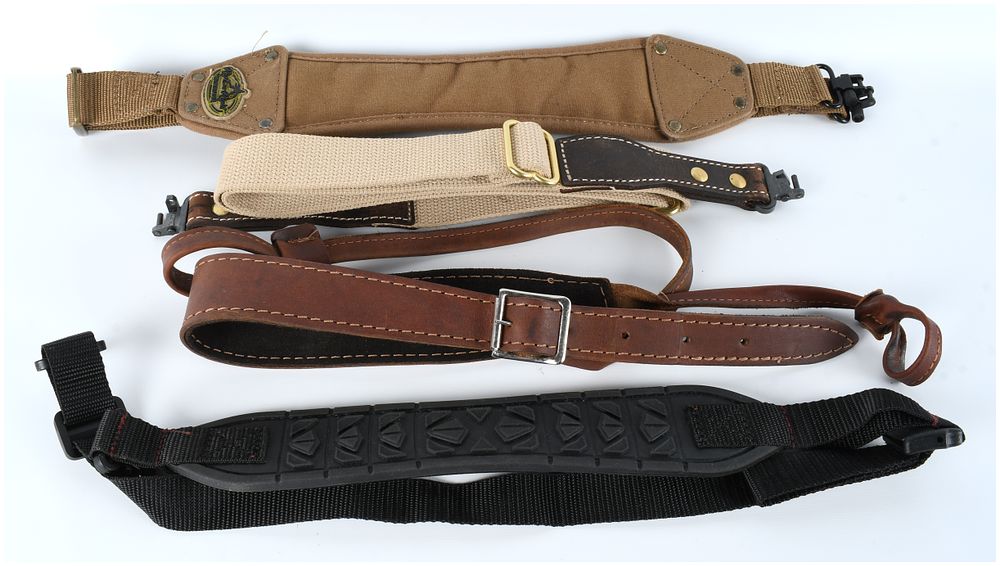 Lot 1181: Butler Creek and Allen Company Firearm Sling Collection, Leather and Canvas, Late 20th Century