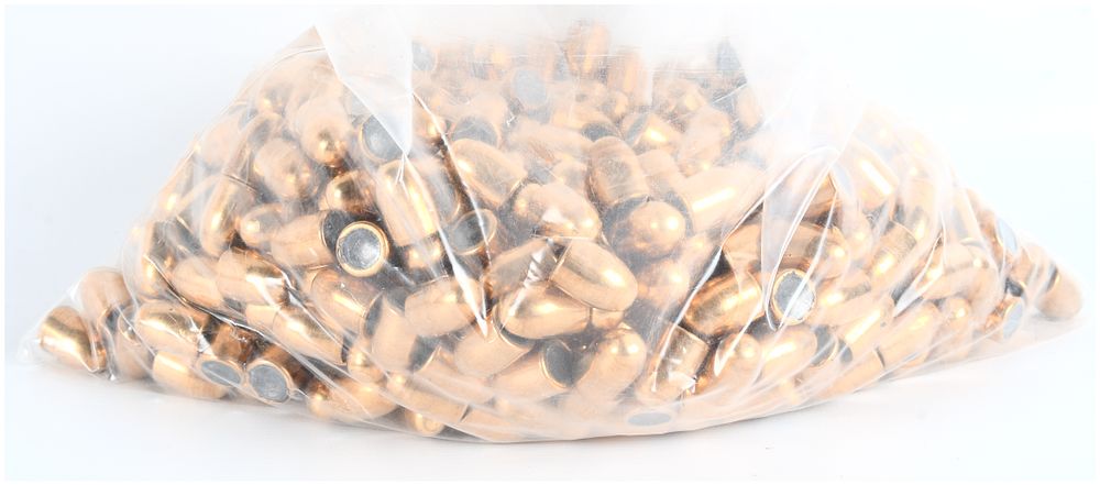 Lot 1183: Unmarked Manufacturer .45 Caliber 230 Grain Plated Round Nose Bullet Tips, Bulk Lot of 500