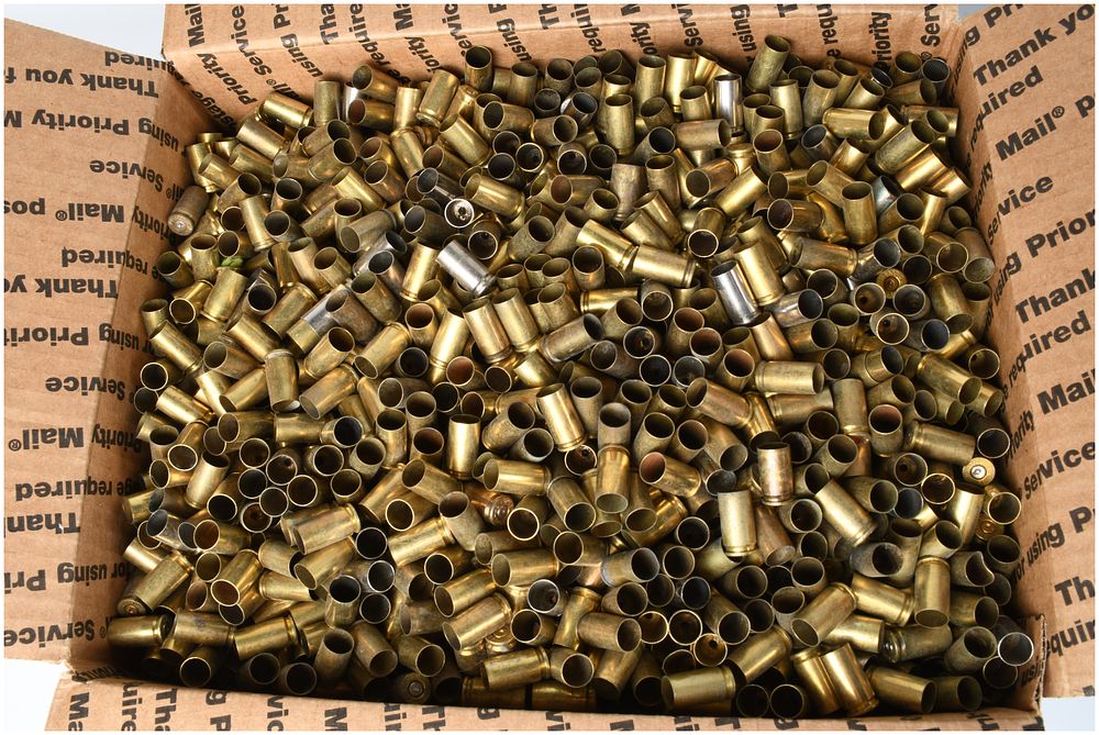 Lot 1261: 32 Lbs Of 9mm Luger Empty Brass Casings