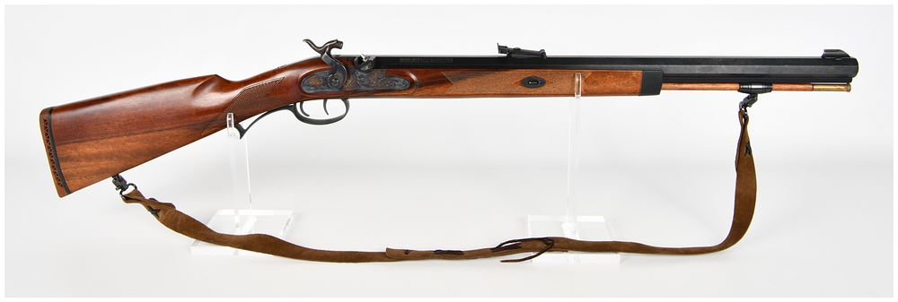 Lot 1290: Italian Made .58 Caliber Percussion Muzzleloading Rifle, Hawken Style Reproduction, Late 20th Century