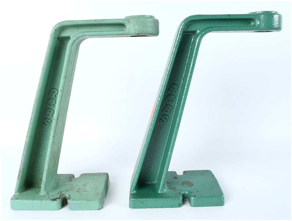 Lot 1319: RCBS Cast Metal Powder Measure Bench Stands, Pair of Vintage Reloading Tools, circa 1970-1990