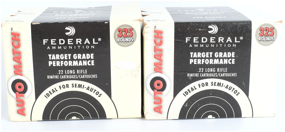Lot 1333: Federal Ammunition AutoMatch .22 LR Rimfire Cartridges, 650 Rounds, Early 21st Century