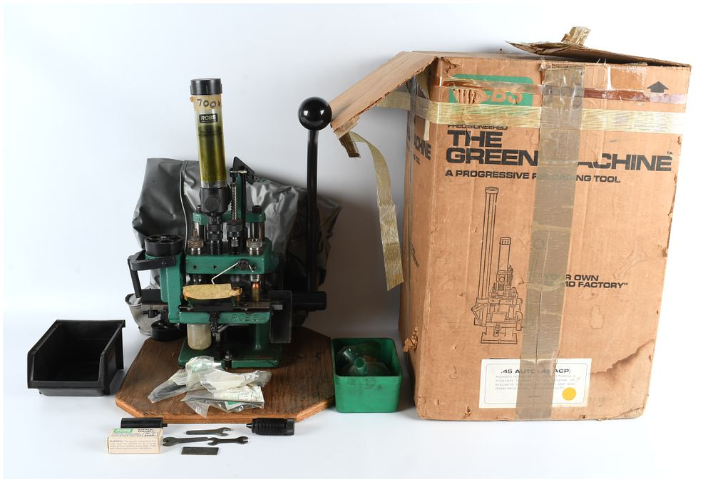 Lot 1346: RCBS The Green Machine Progressive Reloading Press, .45 ACP Setup, Circa 1980s