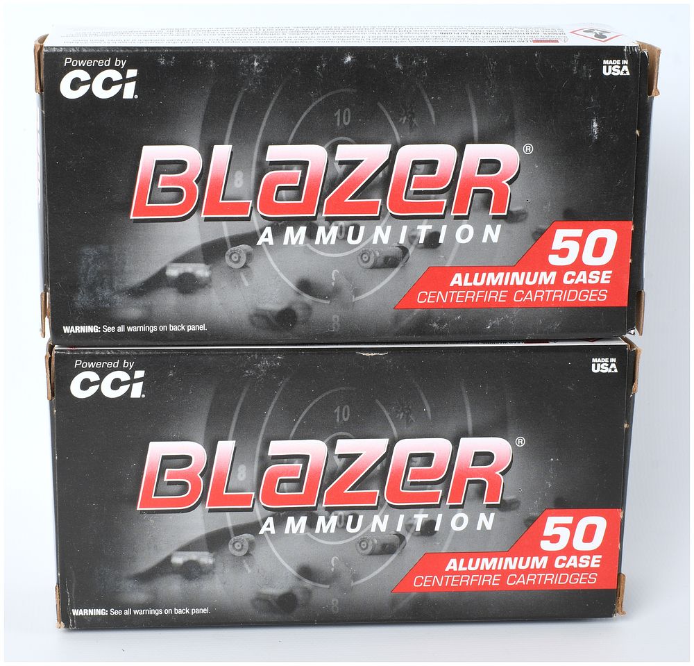 Lot 1366: CCI Blazer Ammunition 40 S&W 165 gr. FMJ Aluminum Case Cartridges Modern Production