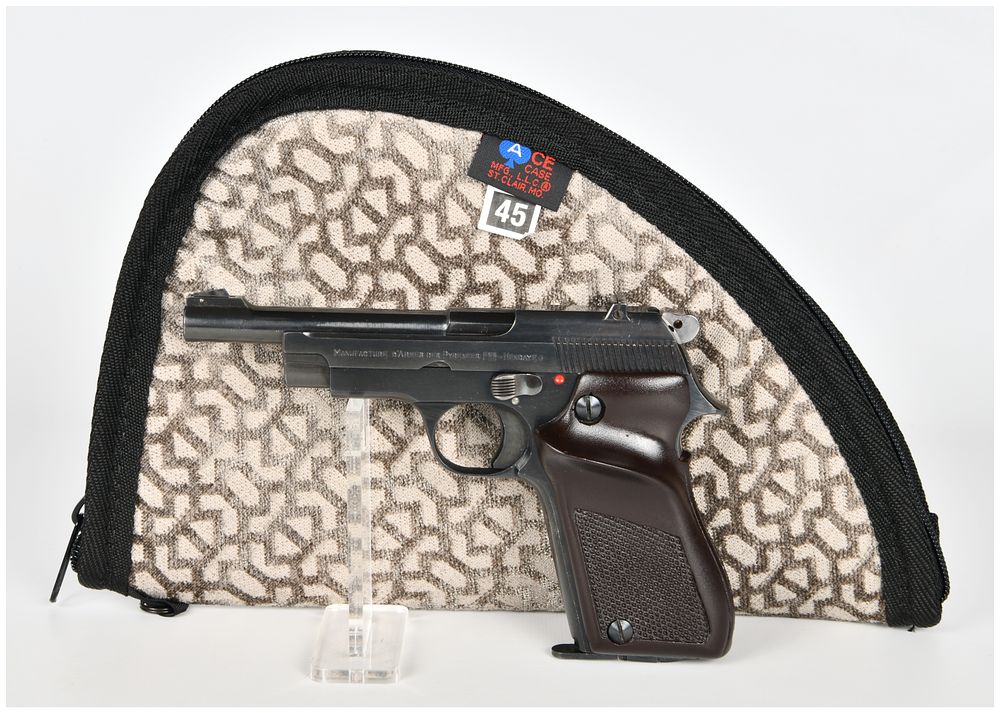 Lot 1377: Manufacture d'Armes des Pyrénées J.C. Higgins Model 85 Semi-Automatic Pistol, .22 LR, Mid-20th Century