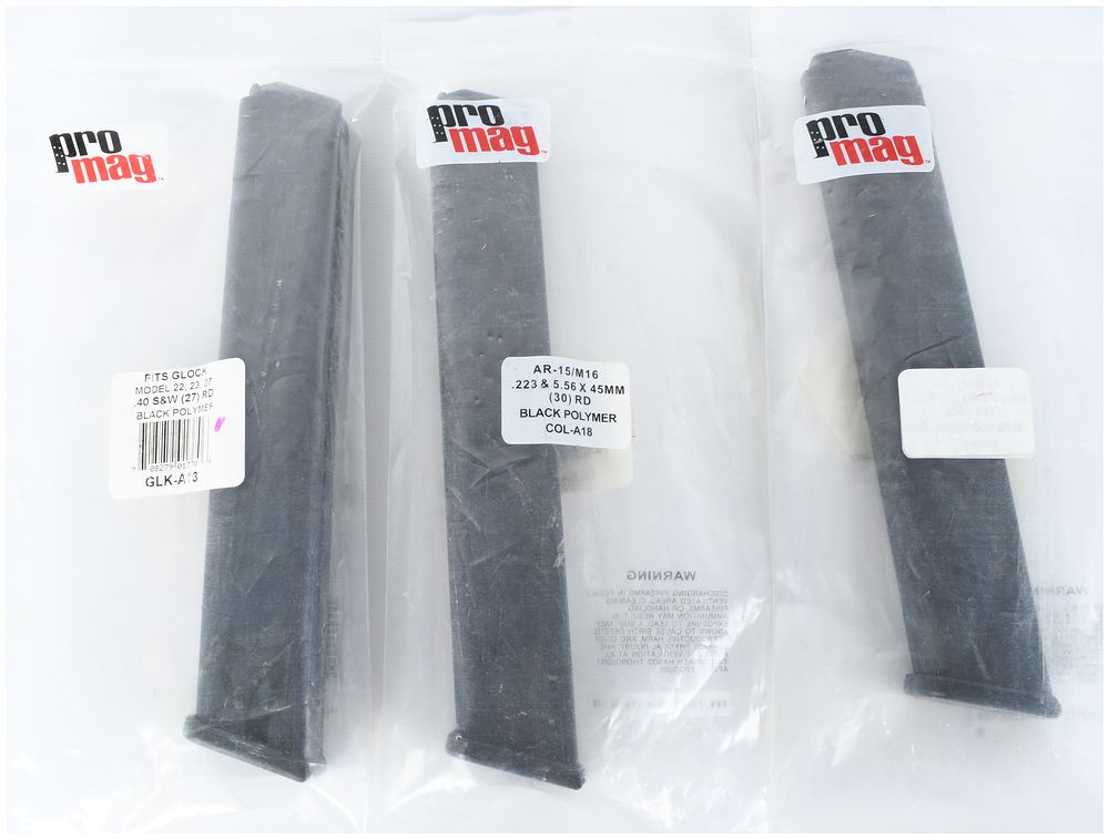 Lot 1381: Three ProMag Polymer Firearm Magazines