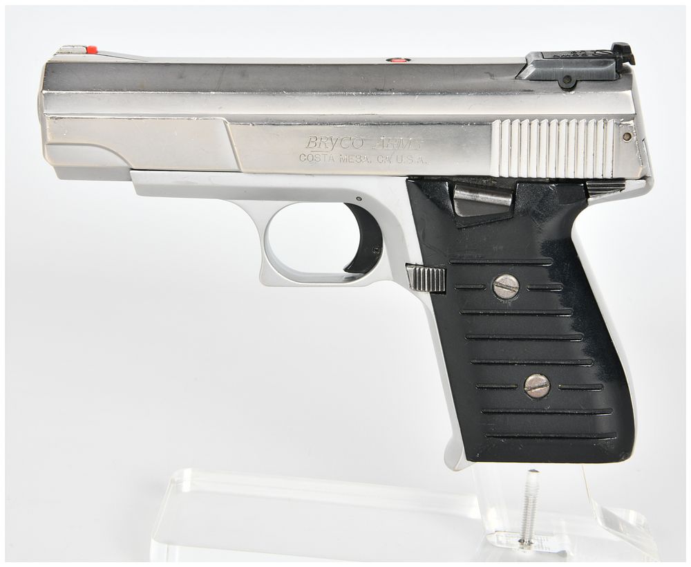 Lot 1383: Bryco Arms Jennings Nine-CA 9mm Semi-Automatic Pistol, Bright Finish, c. 1992-2003