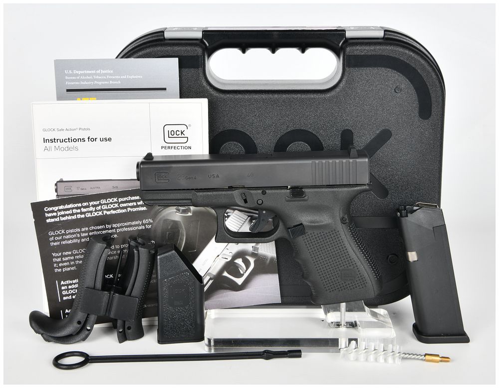 Lot 1389: Glock Model 23 Gen 4 Semi-Automatic Pistol, .40 Caliber, Brand New in Case, c. 2012-2020