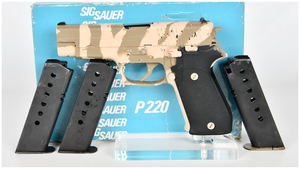 Lot 1407: SIG Sauer P220 Semi-Automatic Pistol, .45 Auto, Custom Desert Camouflage, West German Manufacture, circa 1980s-1990s