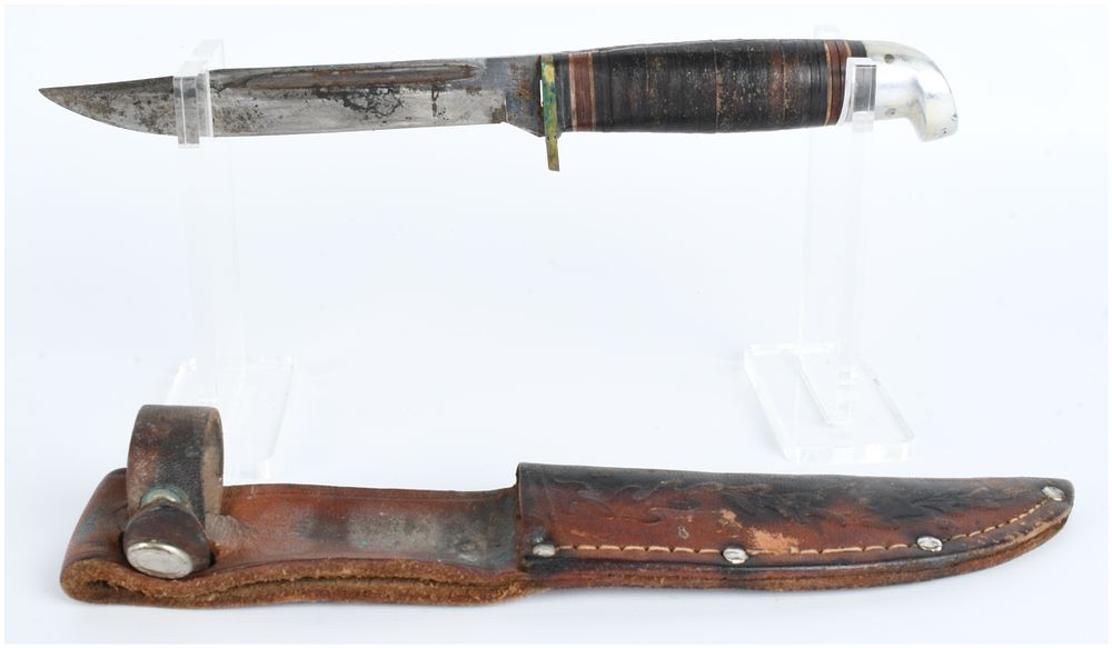 Lot 1420: Western Boulder, Colo. L28 Fixed Blade Hunting Knife with Sheath