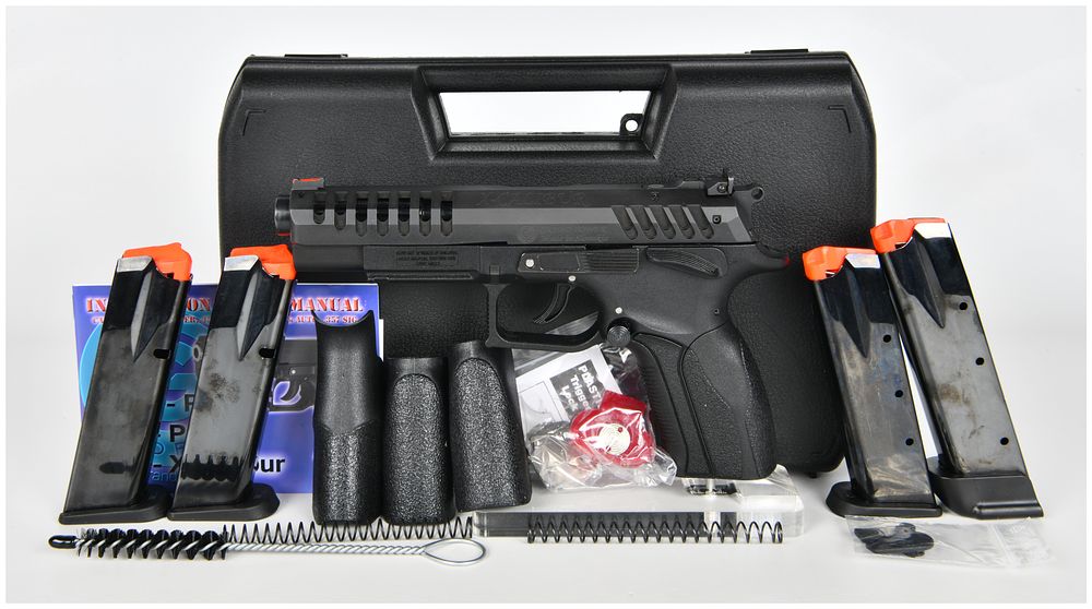 Lot 1449: Grand Power X-Calibur 9mm Luger Semi-Automatic Pistol with 4 Magazines, c. 2020

Category: Firearms/Accessories/Ammunition