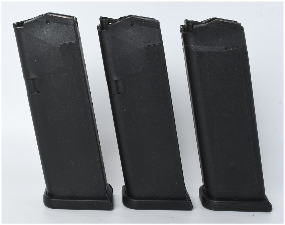 Lot 1483: Three Glock 10-Round 9mm Pistol Magazines