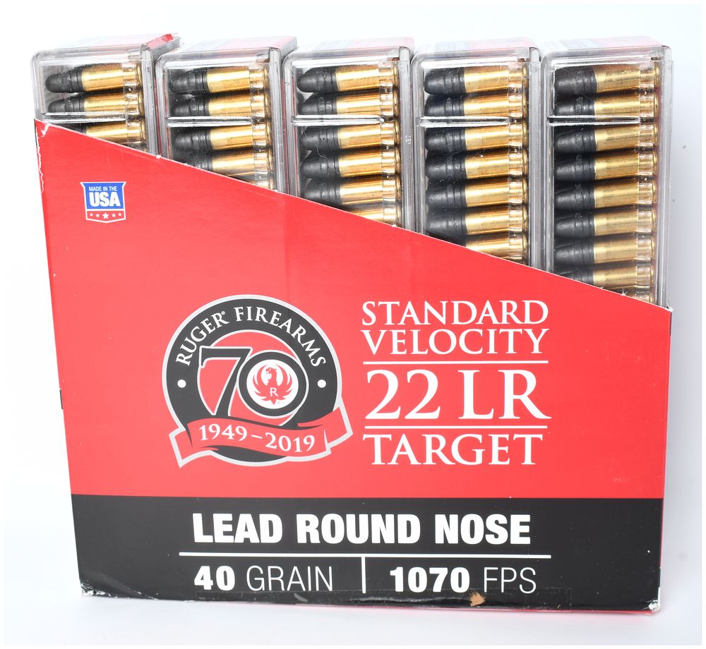 Lot 1591: Ruger CCI 70th Anniversary Commemorative Standard Velocity .22 LR Ammunition Shipper Box, Circa 2019