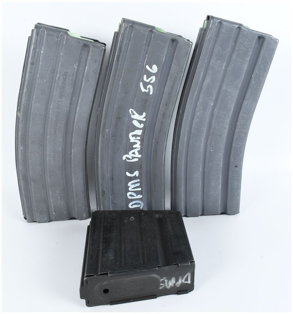 Lot 1597: A Group of Four AR-15/M16 5.56x45mm NATO Magazines