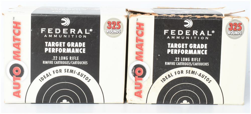 Lot 76: Federal AutoMatch Target Grade Performance Ammunition .22 Long Rifle 650 Rounds