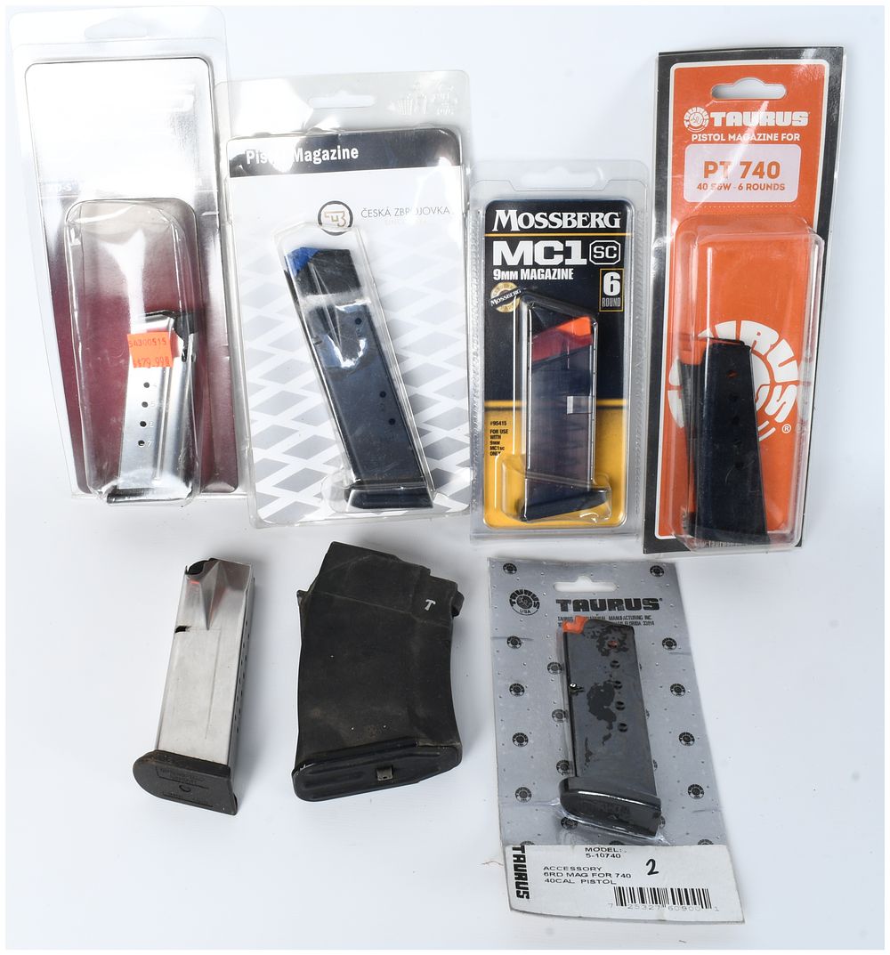 Lot 98: A Lot of 7 Firearm Magazines Including Springfield Armory, CZ, Mossberg, and Taurus