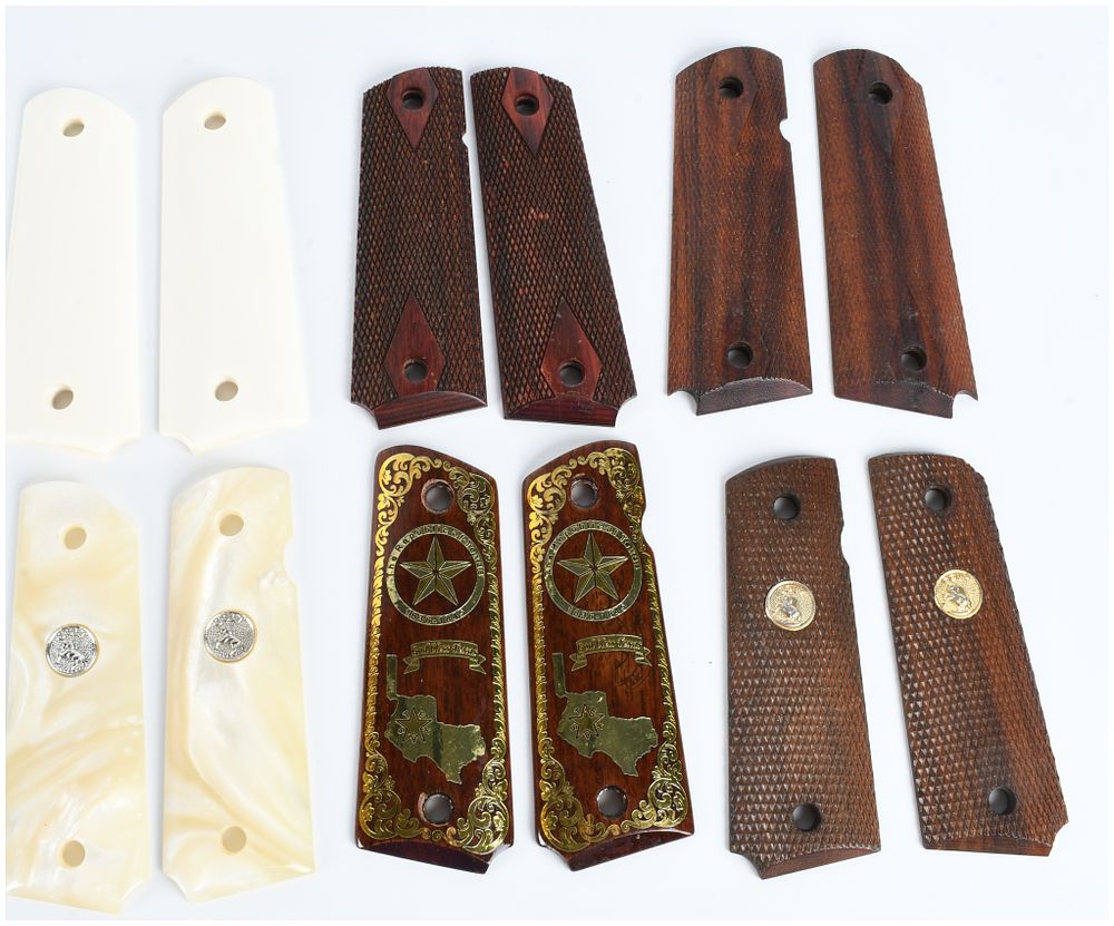 Lot 104: A Collection of 6 Pairs of M1911-Style Semi-Automatic Pistol Grip Panels
