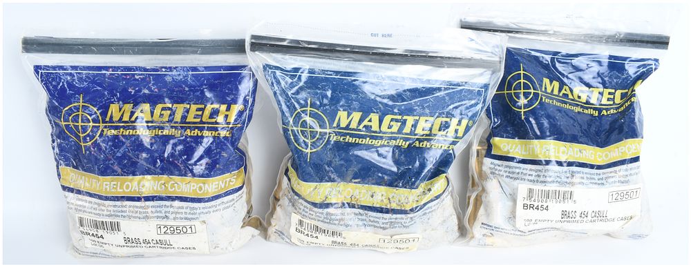 Lot 122: A Lot of 300 Magtech .454 Casull Unprimed Brass Cartridge Cases