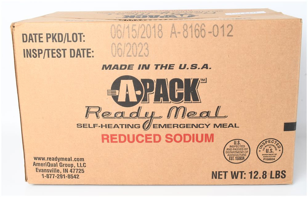 Lot 137: AmeriQual A-Pack Ready Meal Self-Heating Emergency Meal Case of 12